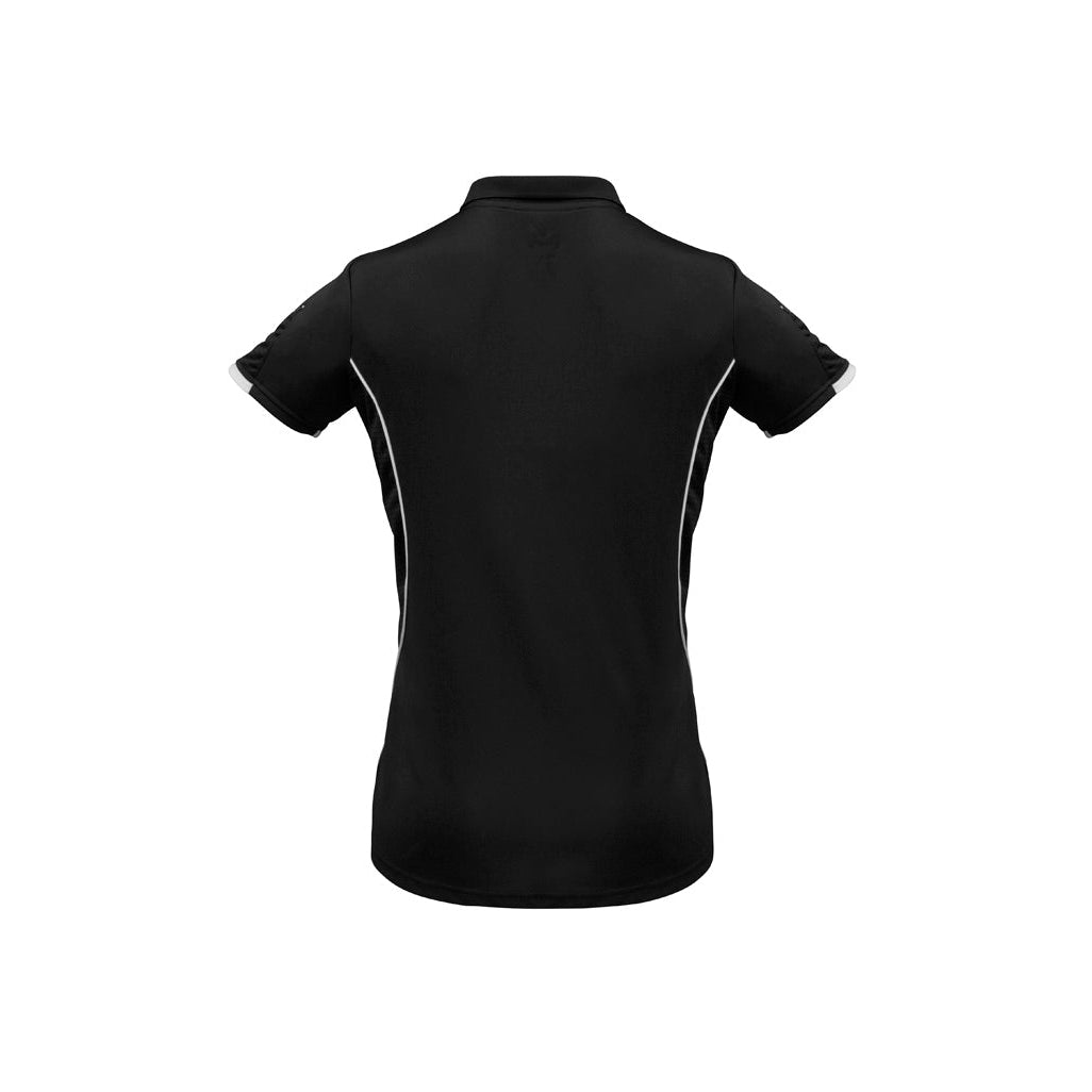 FRESH FRONTIER - P405LS - LADIES RAZOR POLO - BLACK/WHITE