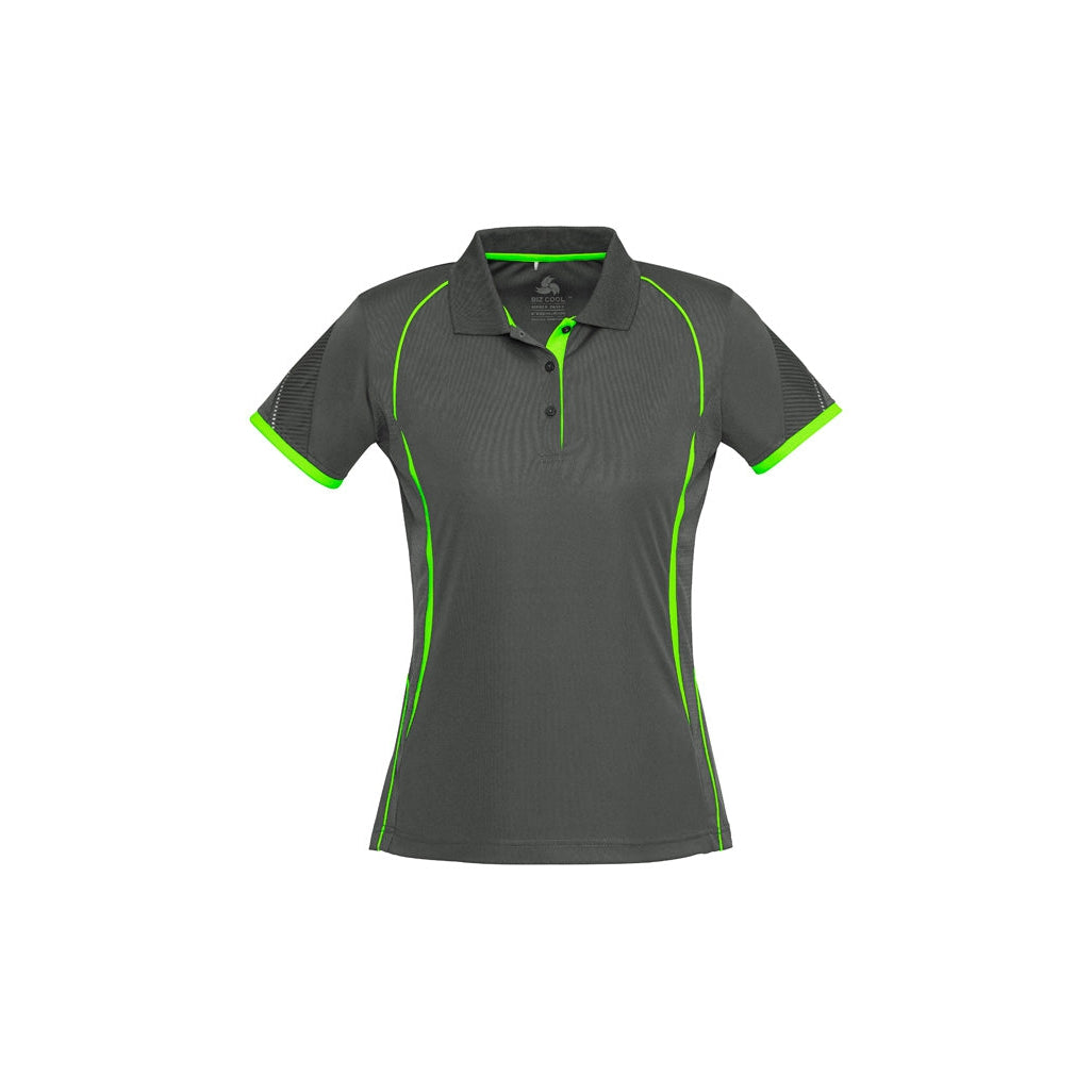 COOLBINIA PS - STAFF - P405LS - LADIES RAZOR POLO - GREY/FLURO LIME