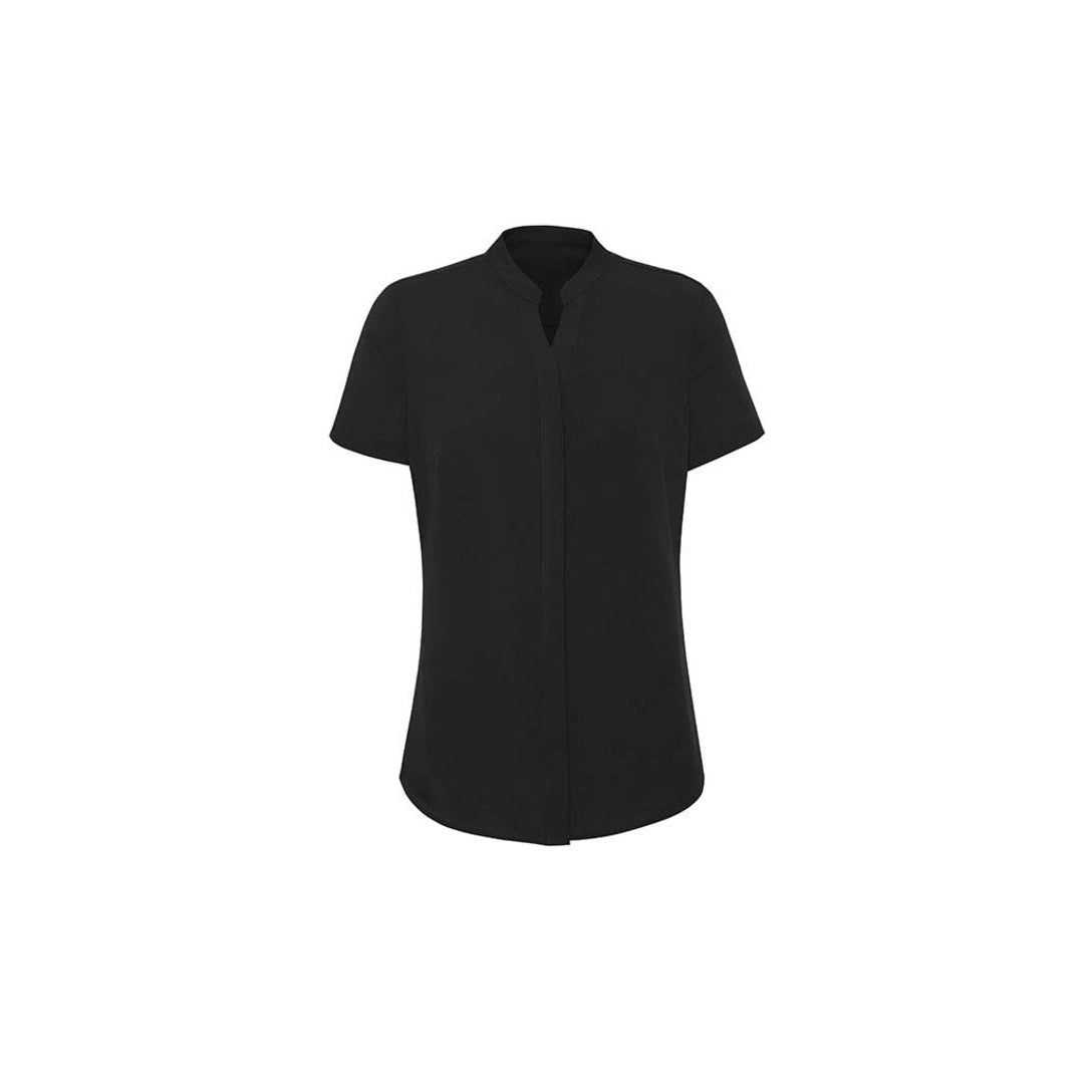FRESH FRONTIER - RB977LS - LADIES JULIETTE PLAIN S/S BLOUSE - BLACK