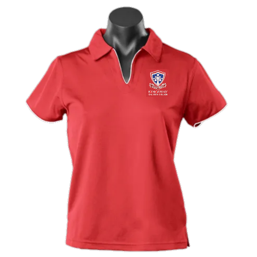 KINGSWAY CC STAFF 2302 LADIES' POLO - RED/WHT