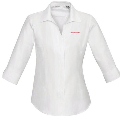 JOHN WOLLASTON STAFF S312LT LADIES PRESTON 3/4 SLEEVE SHIRT (WHITE)
