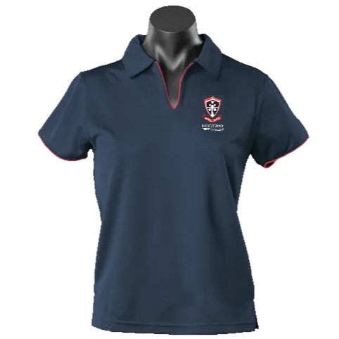 KINGSWAY CC STAFF 2302 LADIES' POLO - NAVY/RED