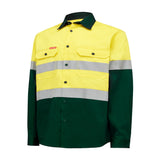 HARD YAKKA - HI/VIS - L/SLV 2 TONE COTTON DRILL SHIRT W/TAPE - Y04610