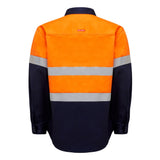 HARD YAKKA - HI/VIS - L/SLV 2 TONE COTTON DRILL SHIRT W/TAPE - Y04610