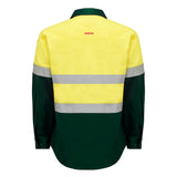 HARD YAKKA - HI/VIS - L/SLV 2 TONE COTTON DRILL SHIRT W/TAPE - Y04610