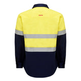 HARD YAKKA - HI/VIS - L/SLV 2 TONE COTTON DRILL SHIRT W/TAPE - Y04610