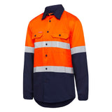 HARD YAKKA - HI/VIS - 2 TONE VENTED L/SLEEVE SHIRT W/TAPE - Y07940