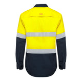 HARD YAKKA - HI/VIS - 2 TONE VENTED L/SLEEVE SHIRT W/TAPE - Y07940