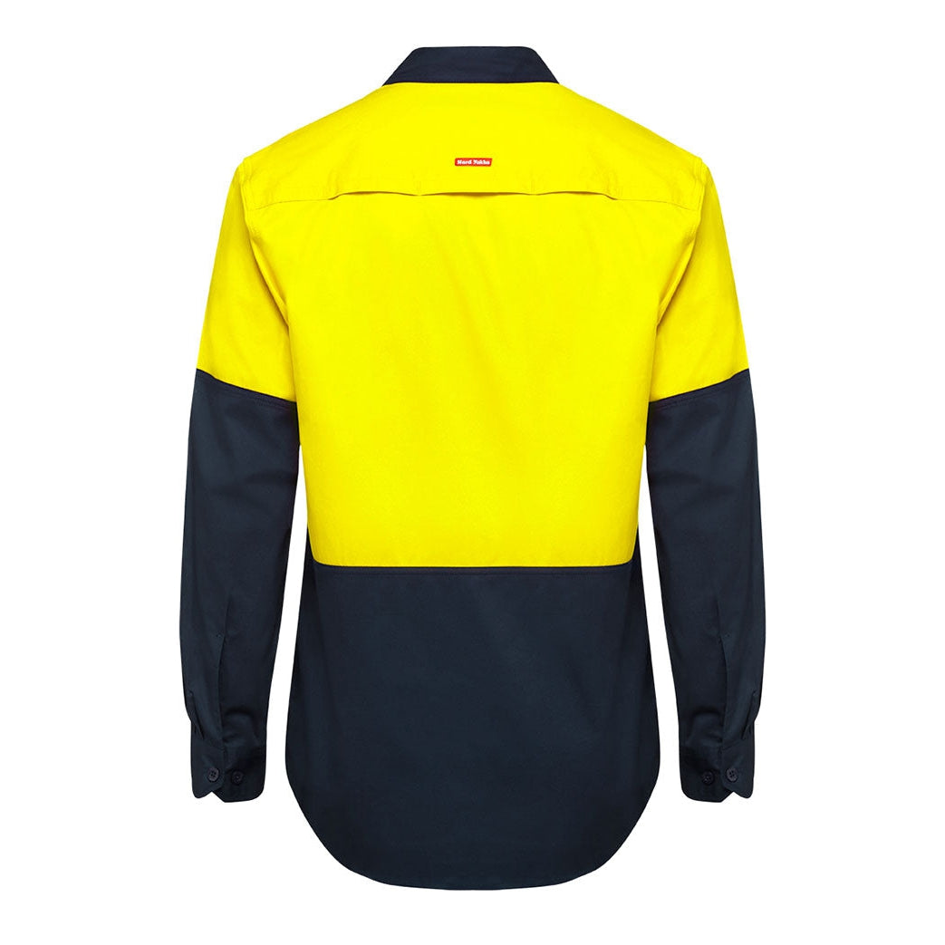 NEW AGE C - Y07950 - L/S  HIVIS SHIRT - VENTED - 145GSM - YELLOW/NAVY