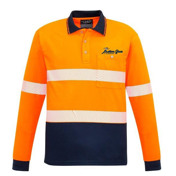 ACTION GLASS - ZH530 - UNISEX HI VIS SEGMENTED L/S POLO - HOOP TAPED