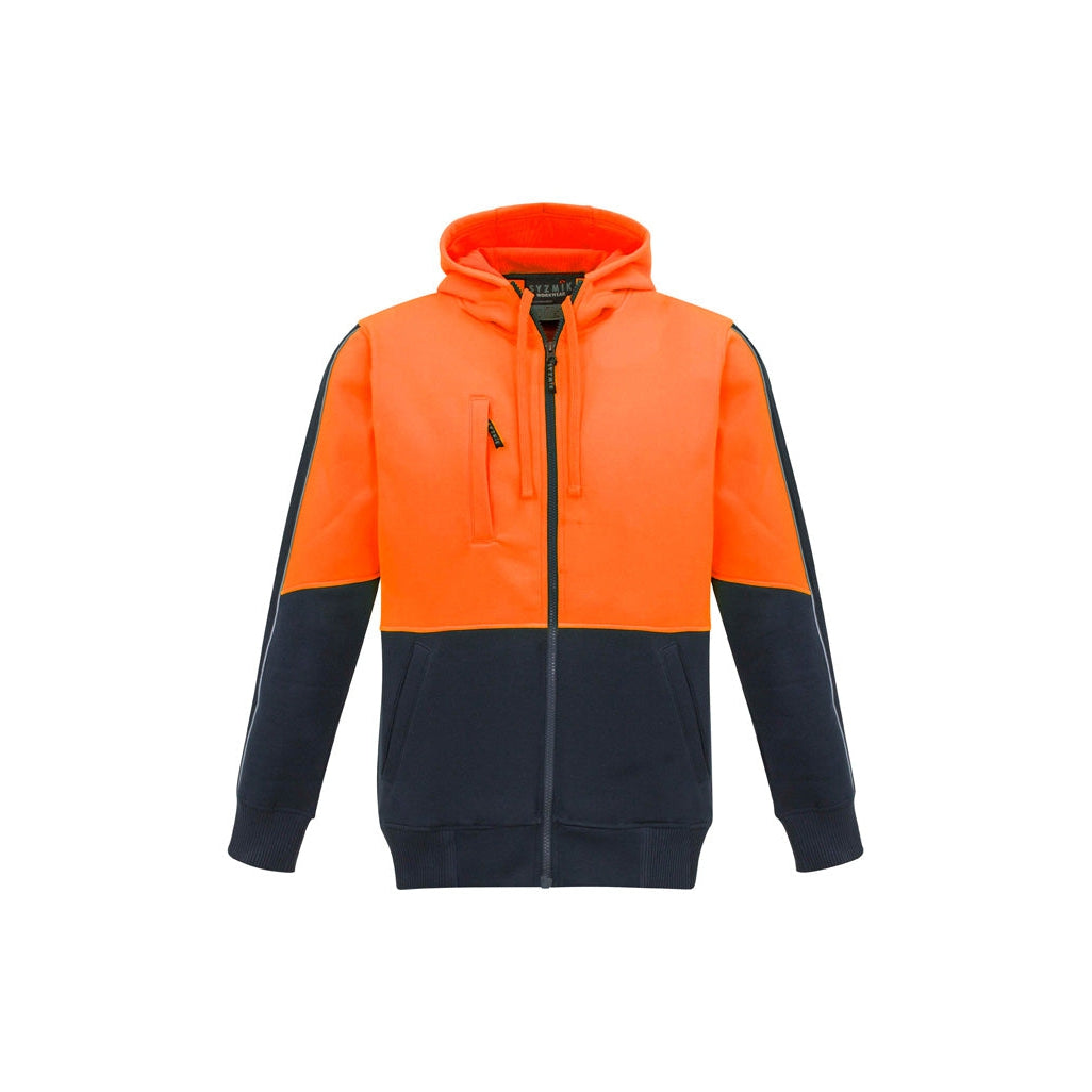 FRESH FRONTIER - ZT485 - HI/VIS FULL ZIP HOODIE - ORANGE/NAVY